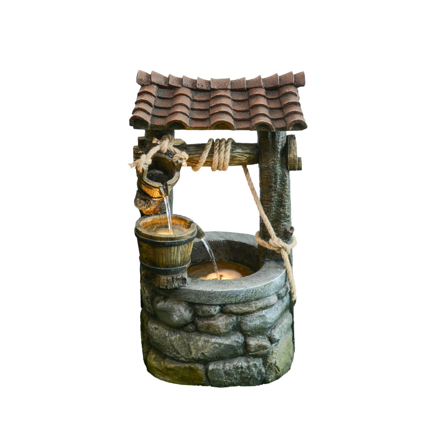 DELUKE Brunnen MILOS aus Kunststoff in Braungrau als Gartendeko und Teichdeko, B: 68 cm, T: 32 cm, H: 37 cm - Bild 2