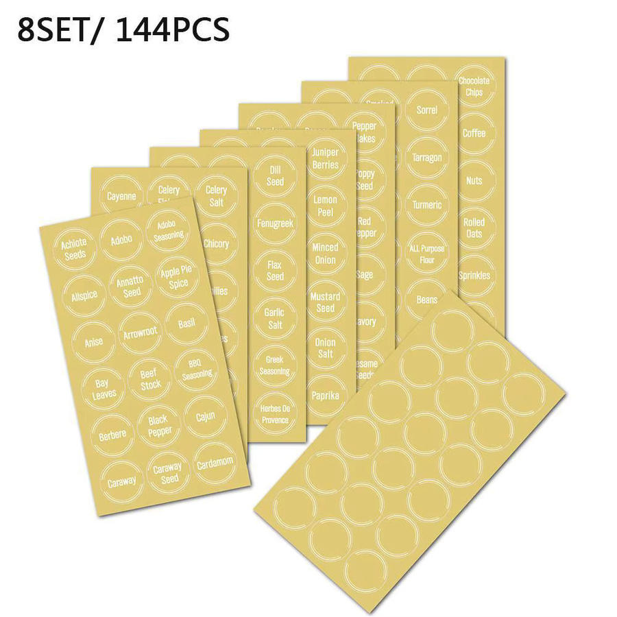 144 Stück Küchenetiketten Sticker Set für Gewürze und Vorratsbehälter, Transparent - Bild 3