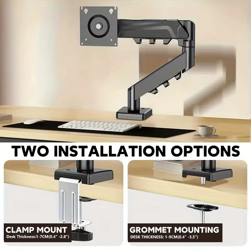 BEISHI Monitorhalterung Schwarz für Bildschirme bis 32 Zoll mit verstellbarem Displayarm und Desktop-Klemmständer - Bild 5