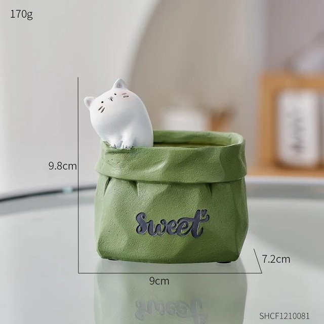 Kreativer Stifthalter in Tierform aus grünem Harz als dekoratives Büro-Accessoire - Bild 1