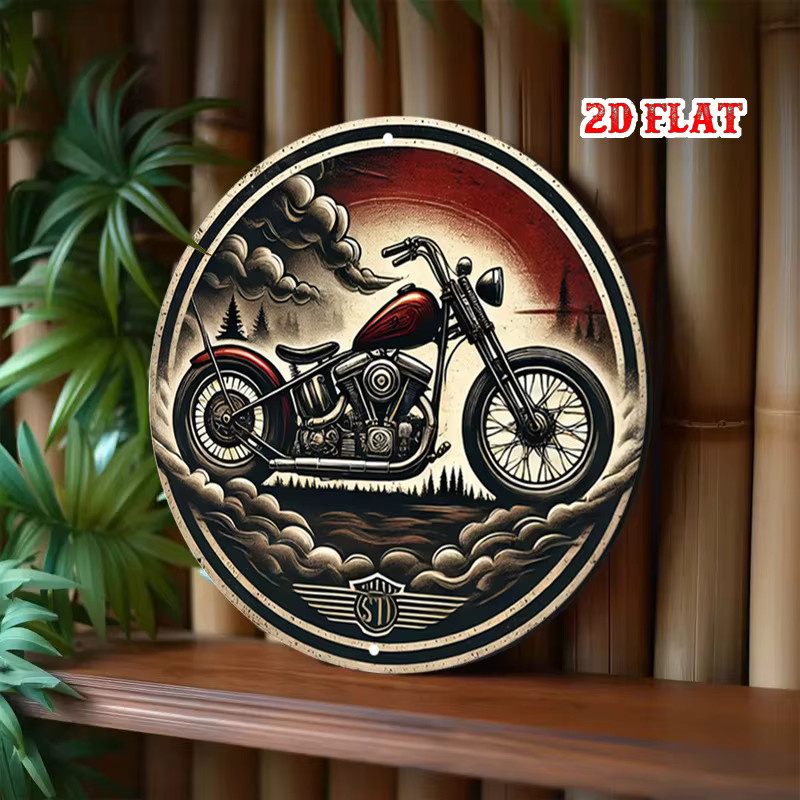 Rundes Aluminiumschild Potdemiel Adventure Spirit in Mehrfarbig mit rustikalem Motorrad-Design, Durchmesser: 20 cm - Bild 5