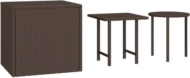 vidaXL Set Garten-Beistelltische aus Polyrattan in Braun, 3 Stück - Bild 1
