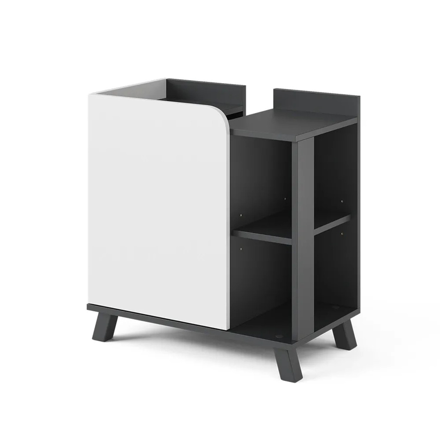 Vicco Waschbeckenunterschrank Karen in Anthrazit und Weiß mit Tür und offenen Fächern, B/T/H: 60 x 35 x 65 cm - Bild 2