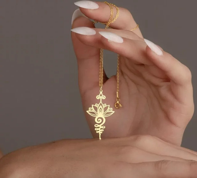 CEYAWEI Halskette Lotus Unalome, Edelstahl, Gold, Damen - Bild 1