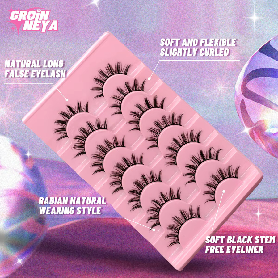GROINNEYA Falsche Wimpern, Schwarz, Natürlich, Unisex - Bild 2