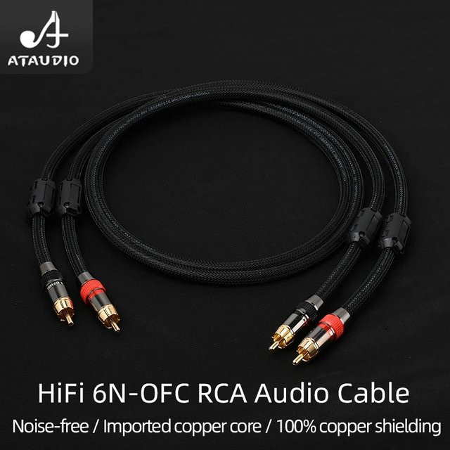 ATAUDIO HiFi-RCA-Kabel Set aus 6N OFC, 2RCA auf 2RCA Stereo-Audiokabel in Schwarz und Blau - Bild 1