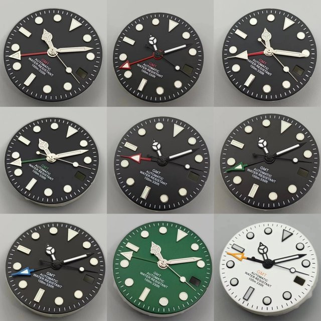 GRAMOCK Uhrenzifferblatt GMT, 29 mm, grün leuchtend, Unisex - Bild 1