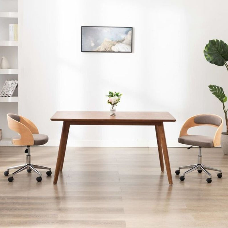 Drehbarer Bürostuhl vidaxl in Taupe Meliert aus Bugholz und Stoff im Skandinavischen Design - Bild 1