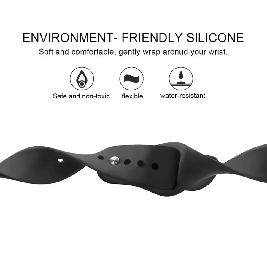 Uhrenarmband Silikon, 18 mm, Schwarz, Unisex - Bild 2