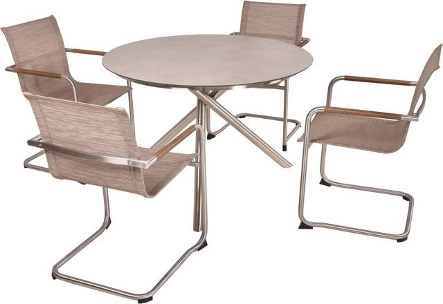Garden Pleasure Gartenmöbel-Set Sienna 5-teilig aus Edelstahl in Silber und Braun - Bild 1