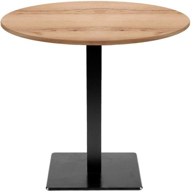 RestooTab Tisch Milan rund, Eiche Natur und Schwarz, H: 73 cm, Ø: 70 cm - Bild 1