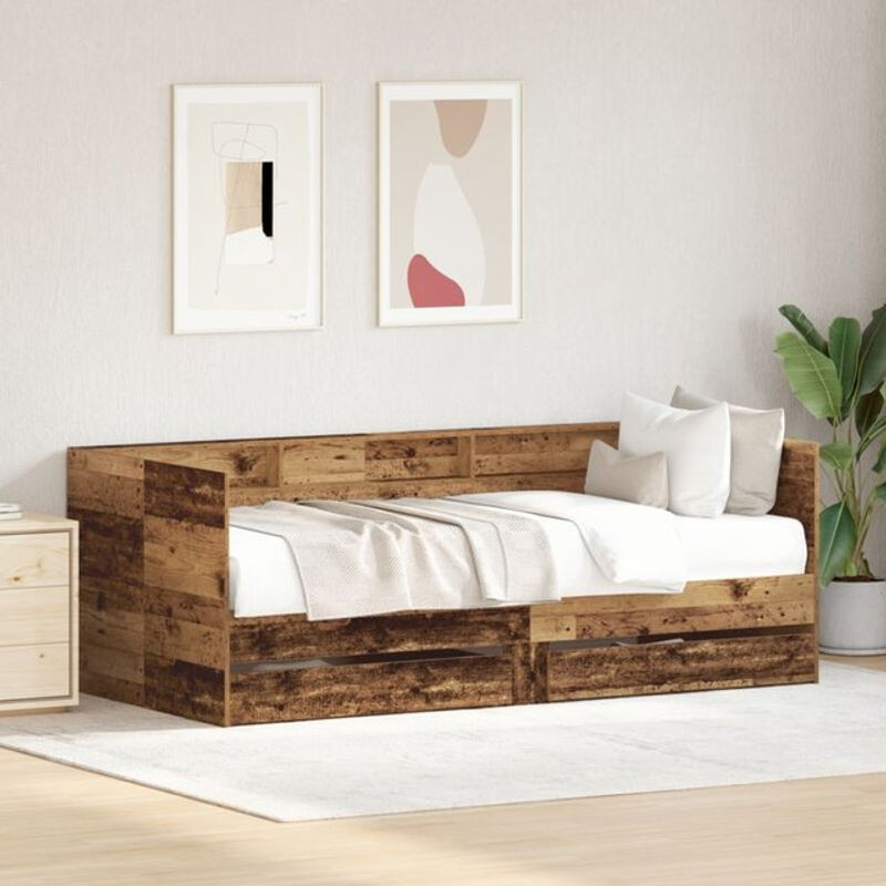vidaXL Tagesbettgestell mit Schubladen in Braun im Landhaus- und Modern-Stil, B/T/H: 190 x 90 x 73 cm - Bild 1