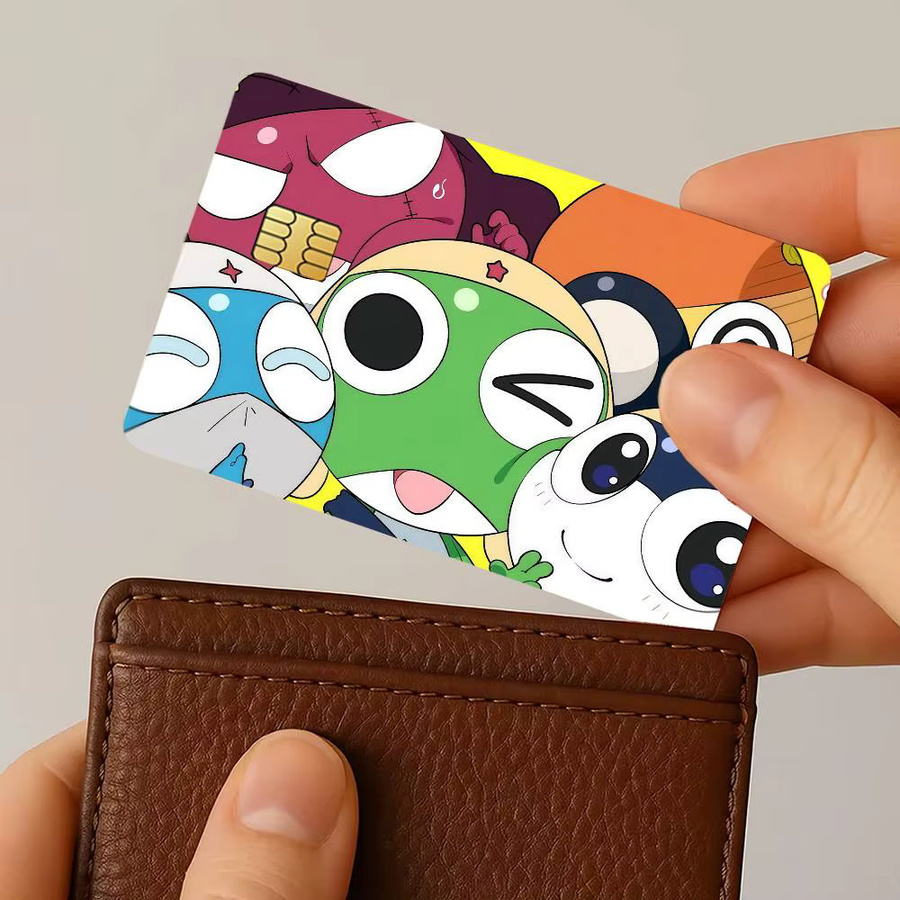 4er-Set Cartoon K-Keroro Kreditkarten-Dekorationsaufkleber in Multicolour, kratzfeste Aufkleber für Bankkarten und Metro Transit - Bild 3