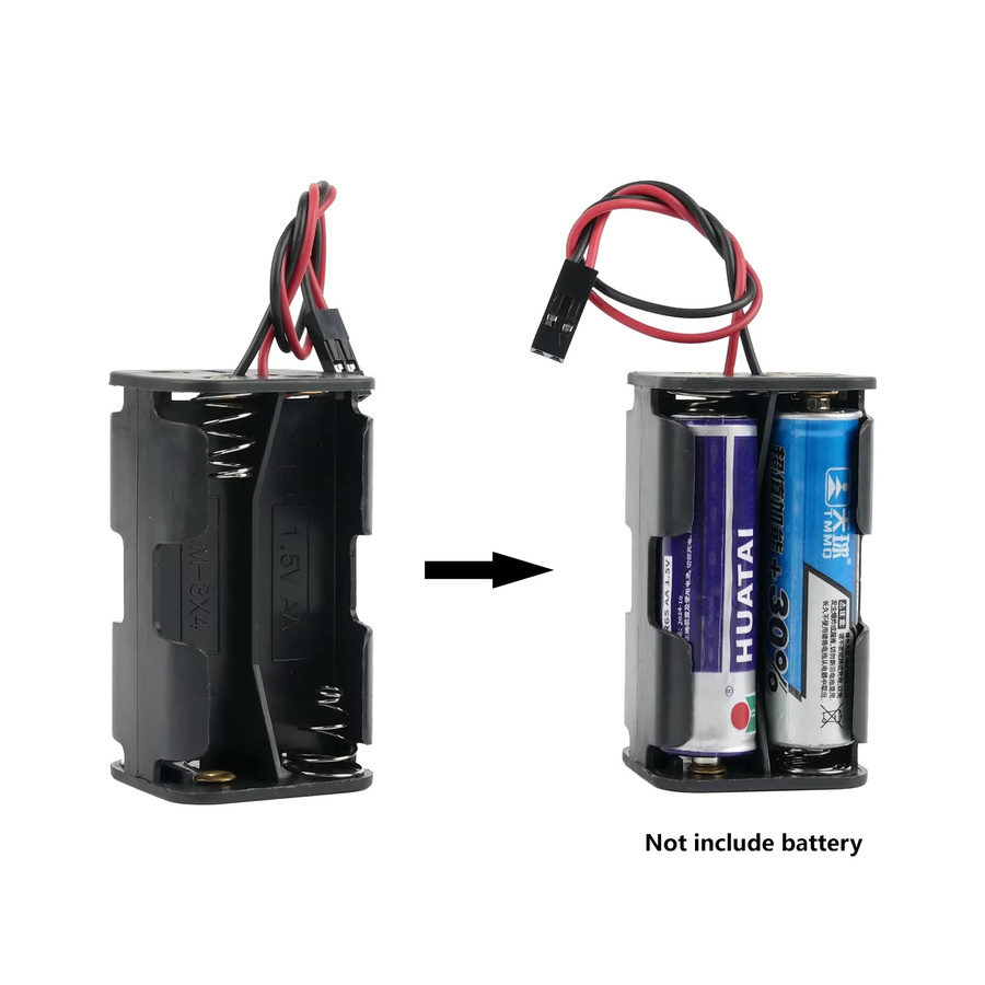DIYmall AA Batteriehalter mit JR Anschluss Kabel für Servo Tester, Schwarz, 6V - Bild 3