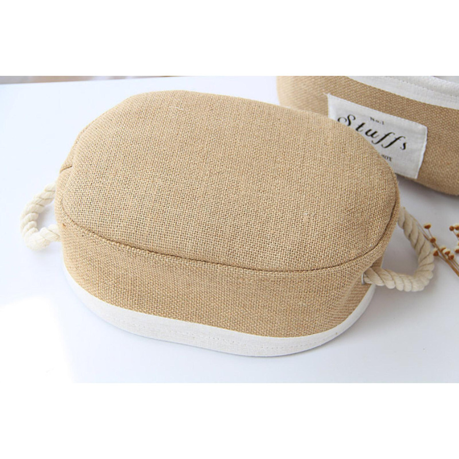 Tooarts Aufbewahrungskorb aus Jute in Beige und Weiß für Haushalt und Schreibtisch - Bild 2
