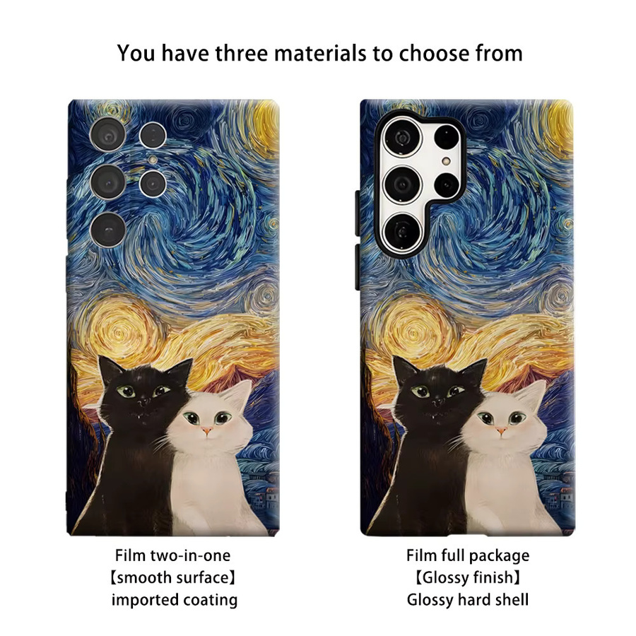 Stoßfeste Doppelschicht Handyhülle mit Sternennacht-Katzen Motiv für Samsung Galaxy S26 S25 Ultra S24 S23 Ultra Plus in Multicolour - Bild 2