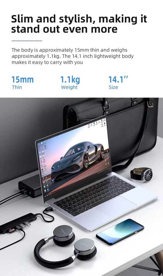 XIANGMEI Laptop 14,1 Zoll mit 12GB RAM und 1TB SSD in Silber mit Windows 11 - Bild 4