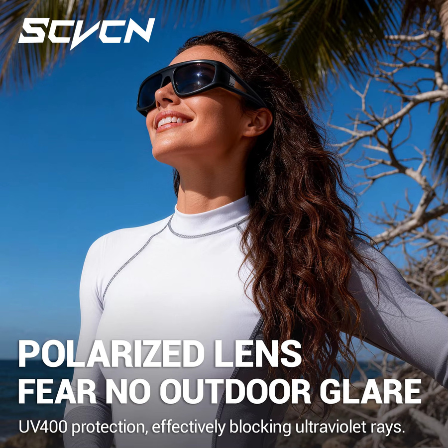 SCVCN Sportsonnenbrille, Unisex, Vollrand, Schwarz, Kunststoff, polarisiert - Bild 3