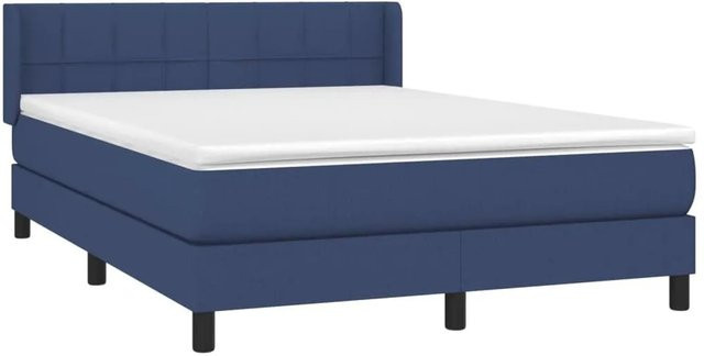 vidaXL Boxspringbett mit Matratze Hybrid-System in Blau, B/T/H: 140 x 200 x 78 cm - Bild 1