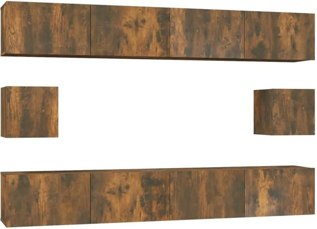vidaXL 6-teiliges TV-Schrank-Set aus Holzwerkstoff in Räuchereiche, Wandmontage für dein Wohnzimmer, 4 x B: 100 cm, T: 30 cm, H: 30 cm und 2 x B: 30,5 cm, T: 30 cm, H: 30 cm - Bild 1