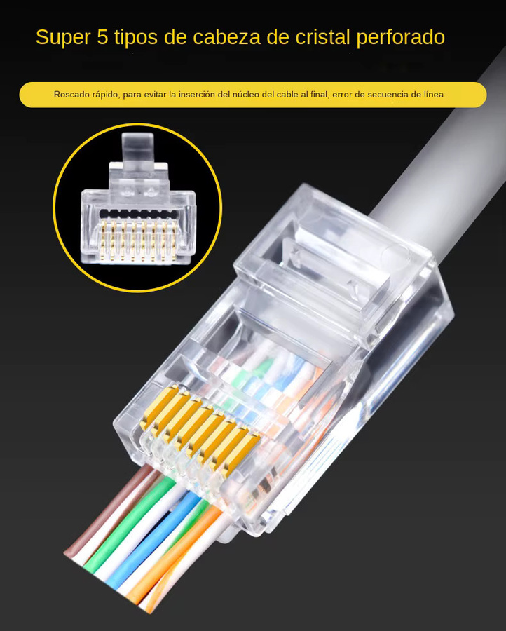 100 Stück Mrgabwte RJ45 Ethernet LAN Modulstecker Cat5 mit vergoldeten Kontakten in Transparent/Gold - Bild 5