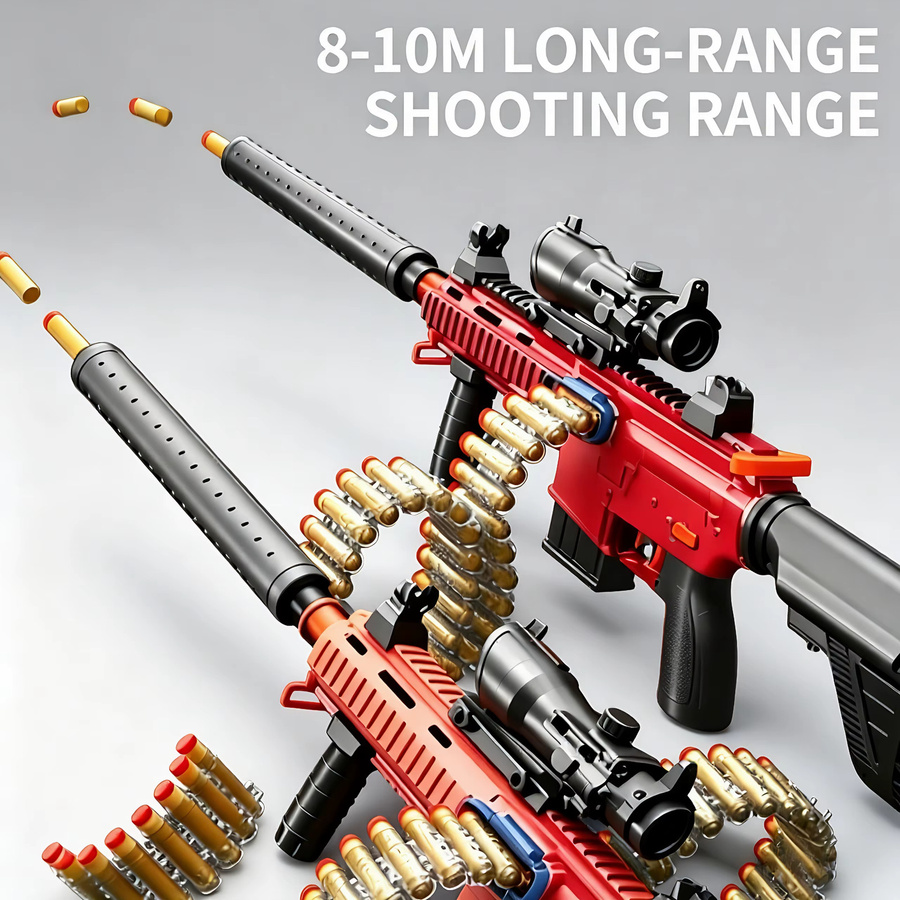 RonHam M416 Spielzeugpistole, Sturmgewehr, mit weichen Kugeln, Einzelschussfunktion, Rot - Bild 5