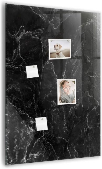 Tulup Magnetische Glassboard Beschreibbare Magnettafel Dunkler Marmor Schwarz B: 100 cm, H: 70 cm - Bild 1