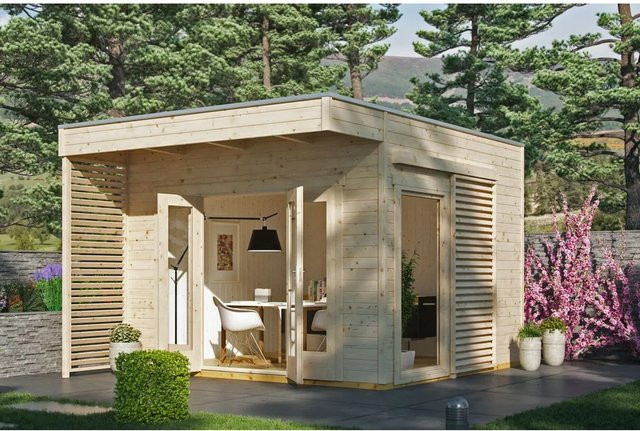 Skanholz Gartenhaus Tokio 2 aus Holz in Beige B/H/T: 340 x 270 x 340 cm - Bild 1