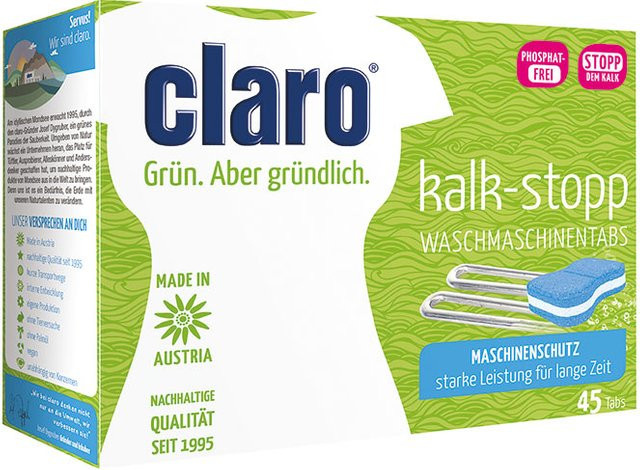Claro ÖKO Kalk-Stopp Waschmaschinen-Tabs, 45 Stück - Bild 1
