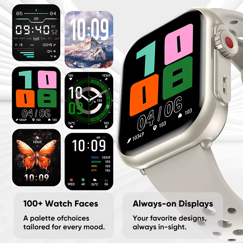 BOXUXING Smartwatch mit 1,85 Zoll HD AMOLED Display, GPS-Tracking, Bluetooth-Anruf und IP68 wasserdicht, Schwarz, Unisex - Bild 6