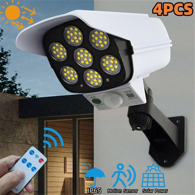 PDQ LED Solar-Sicherheitsflutlichter in Weiß mit Bewegungssensor und Dämmerungssensor für Außenbereiche und Garten - Bild 1