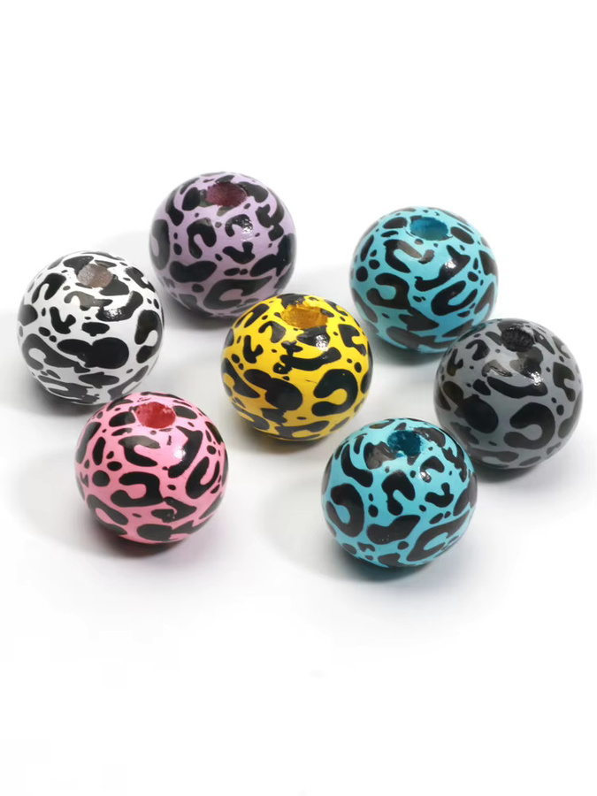 Laudsong Naturholzperlen, Leopardenmuster, rund, 16 mm, 10 Stück - Bild 7