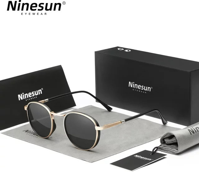 Ninesun Sonnenbrille, rund, Metall, Vollrand, polarisiert - Bild 1