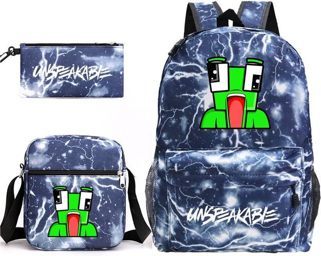 3-teiliges Schulrucksack-Set in Blau aus Oxford-Stoff mit Schultasche, Schultergurt und Federmäppchen - Bild 1