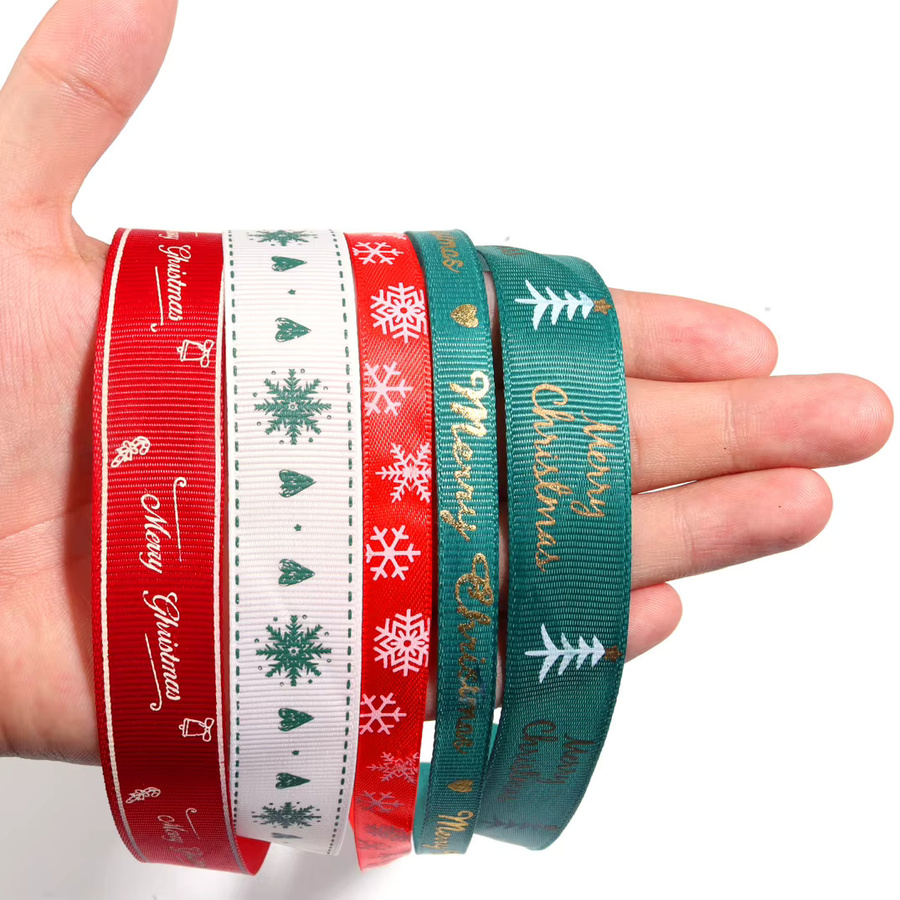 Linsoir Beads Weihnachtsband aus Polyester in Mehrfarben für handgefertigte Weihnachtsdekoration und Geschenkverpackungen, 10 Yards pro Rolle - Bild 3