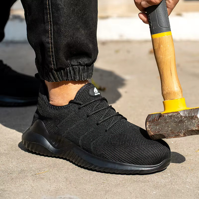 Kankeirr Arbeitssicherheitsstiefel in Schwarz mit Stahlkappe, leichte und atmungsaktive Wanderschuhe mit Pannenschutz - Bild 2