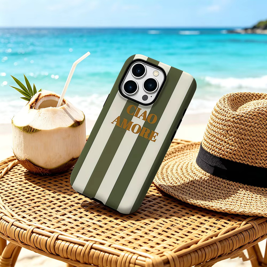 CaseChic Schutzhülle CIAO AMORE für iPhone 17 16 15 14 Plus Pro Max mit MagSafe und mattem Bumper in Khaki - Bild 3