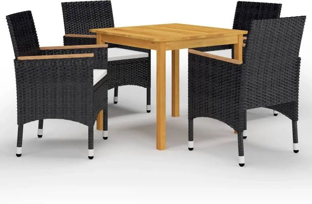 vidaXL 5-tlg Garten-Essgruppe Modell 8 aus Akazien-Massivholz in Schwarz - Bild 1