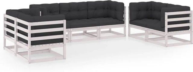 vidaXL 7-tlg Garten-Lounge-Set aus Kiefer Massivholz in L-Form mit Kissen und Polstern - Bild 1