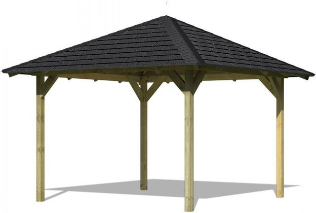 Karibu Holzpavillon Bever 2 Set mit Rechteckschindeln in Schwarz, B/T/H: 289 x 289 x 297 cm - Bild 3