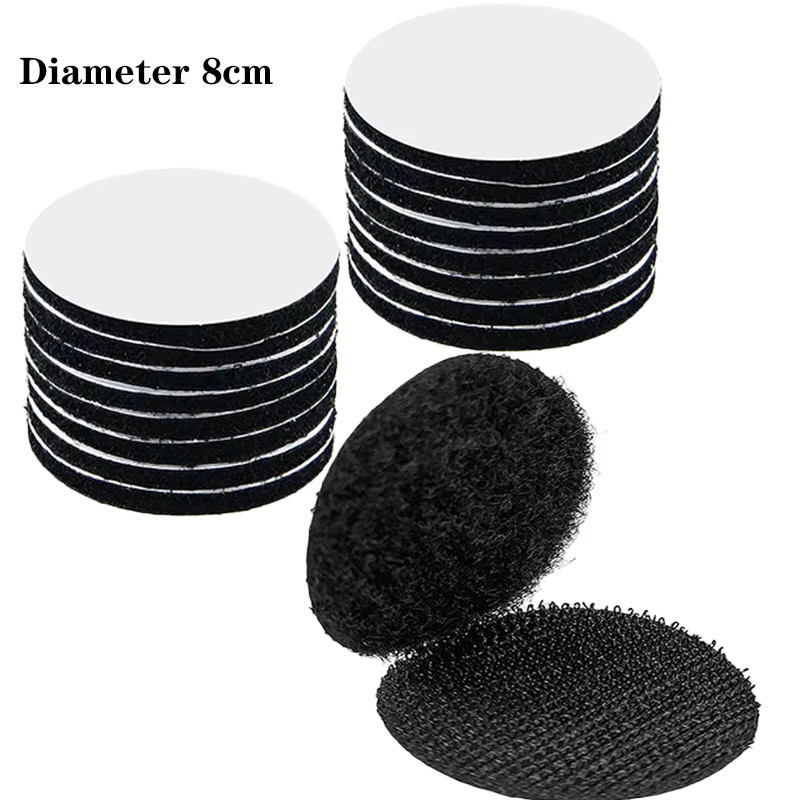Selbstklebende Klettverschluss-Punkte in Schwarz, runde wasserdichte Klebepunkte, Durchmesser: 8 cm - Bild 3