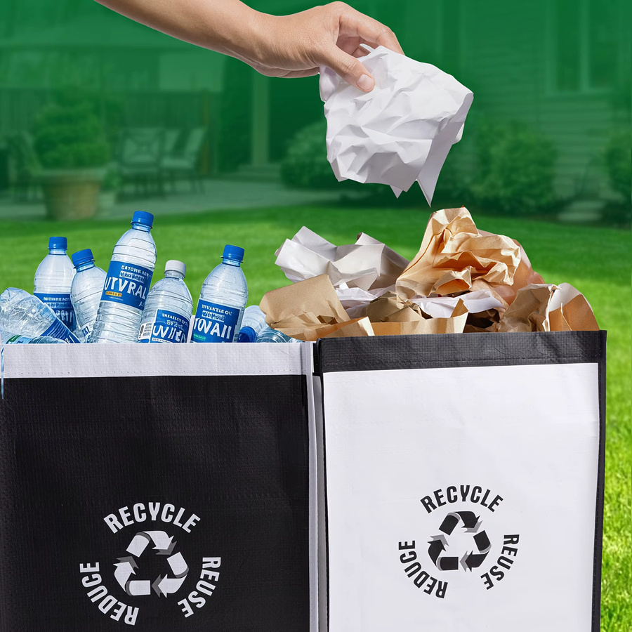 Untior Wasserfeste Küchentaschen für die Mülltrennung und Recycling-Aufbewahrung, Schwarz-Weiß - Bild 4