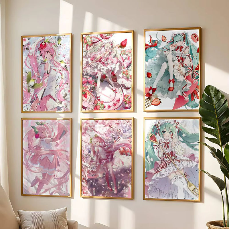 Hatsune Miku Anime Wandbild als selbstklebender wasserfester Aufkleber aus Papier, mehrfarbig, rechteckig - Bild 3