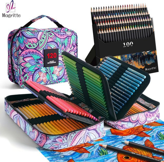 100 Farben Buntstift-Set mit Ölbasierte Weichkern Buntstifte und tragbarer Stiftetui-Organizer in Multicolour - Bild 1