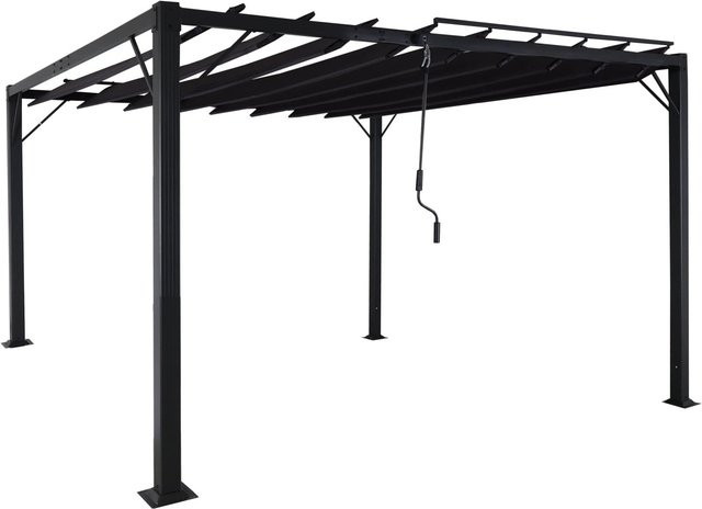 BERLINLODGE Pergola Lamellen-Pavillon Terrassenüberdachung in Anthrazit mit Aluminium-Gestell, H: 213 cm, B: 300 cm, T: 300 cm - Bild 1