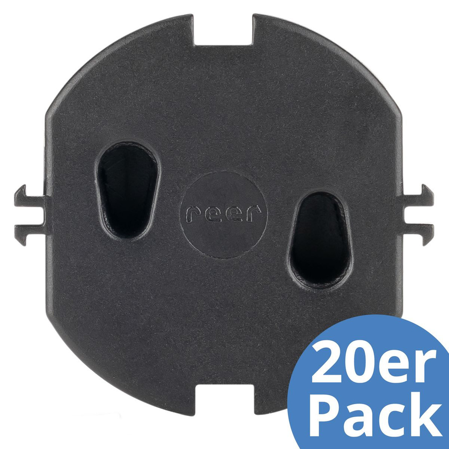 Reer Steckdosenkappen Schwarz 20er Pack zur einfachen Montage ohne Bohren oder Kleben - Bild 1