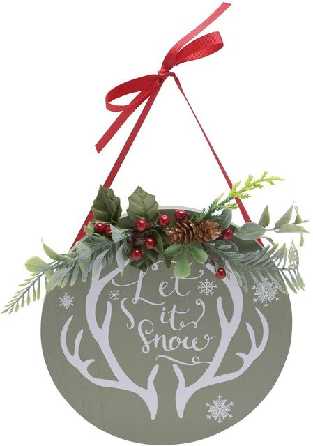 Lass es schneien Holzplakette von THE SEASONAL GIFT CO. in Grün - Bild 1