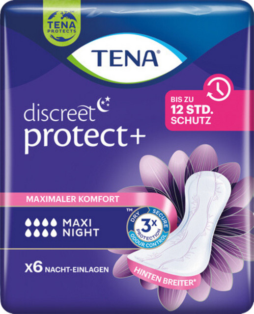 TENA Discreet protect+ Maxi Night Einlagen, 6 Stück - Bild 1