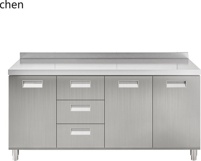 YXY Küchenschrank aus Edelstahl in Silber mit integrierten Schubladen und Türen für Landhausstil und kleine Wohnungen - Bild 1