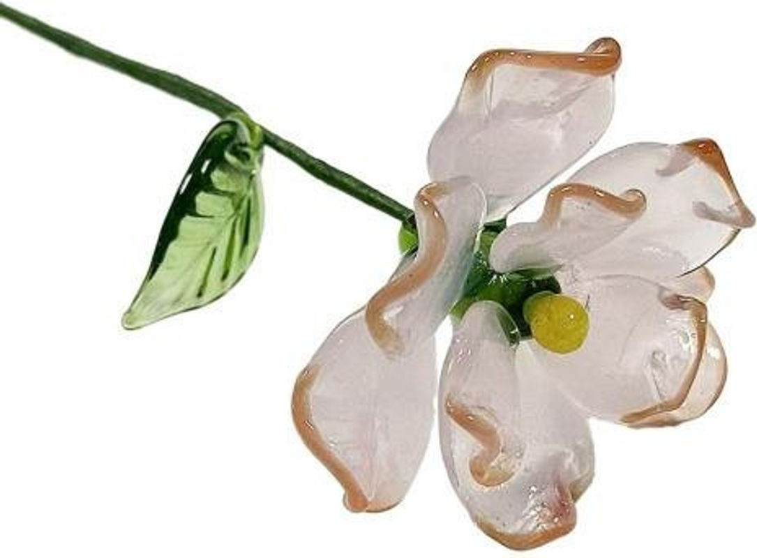 Bluelans flower decoration Handgefertigte Glasblume in Weiß mit Drahtstiel aus Glas und Metall - Bild 1